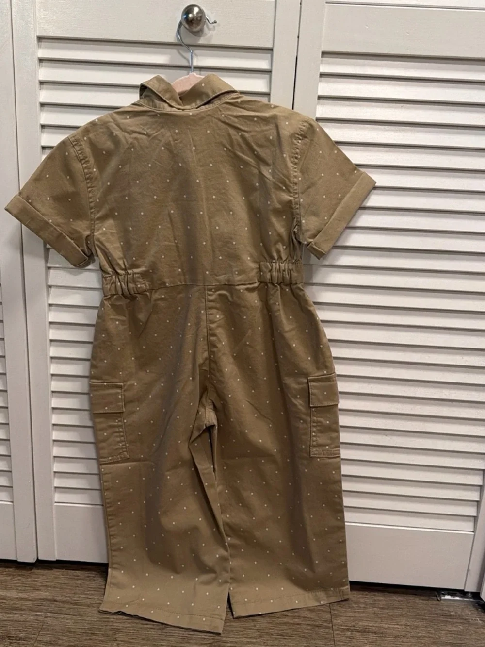 GAP Khaki Short-Sleeve Utility Dress with White Dot Print